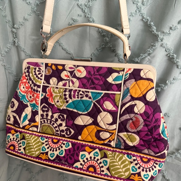 Vera Bradley Plum Crazy Barbara Frame Handbag - Picture 3 of 5